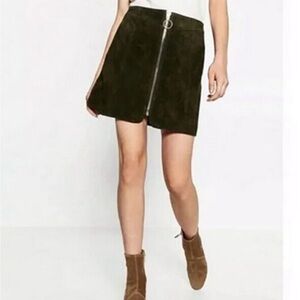 Zara Olive Green Zippered Women's Skirt